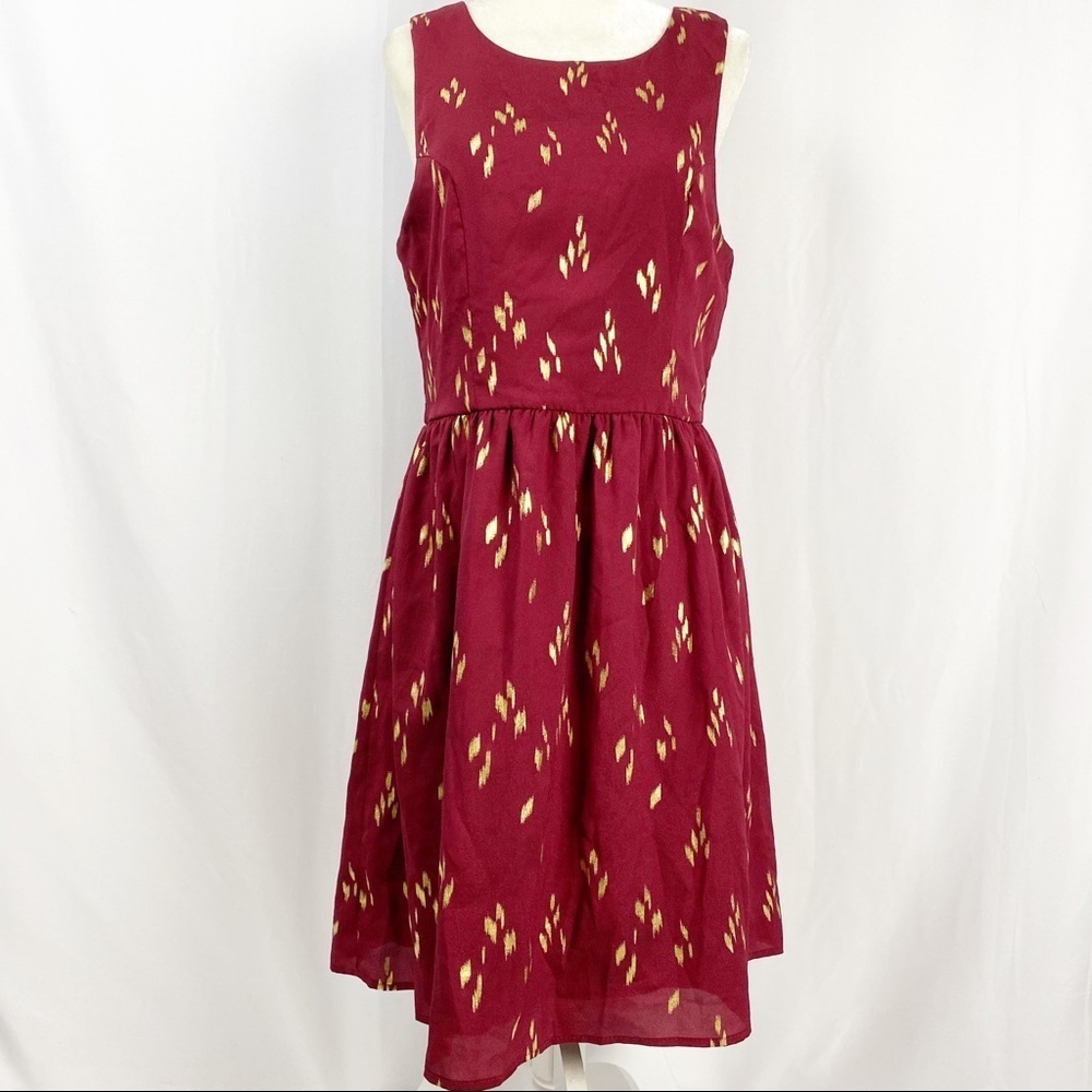 EVERLY Fit Flare Sleeveless Dress Sz L ZIP Up Back